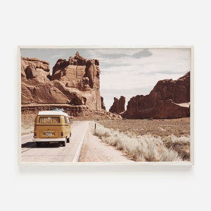 Boho Camper Van Print Desert Printable Southwestern Decor Desert Wall Art VW Bus Print Travel Poster Grand Canyon Print Arizona Desert Print