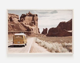 Boho Camper Van Print Desert Printable Southwestern Decor Desert Wall Art VW Bus Print Travel Poster Grand Canyon Print Arizona Desert Print