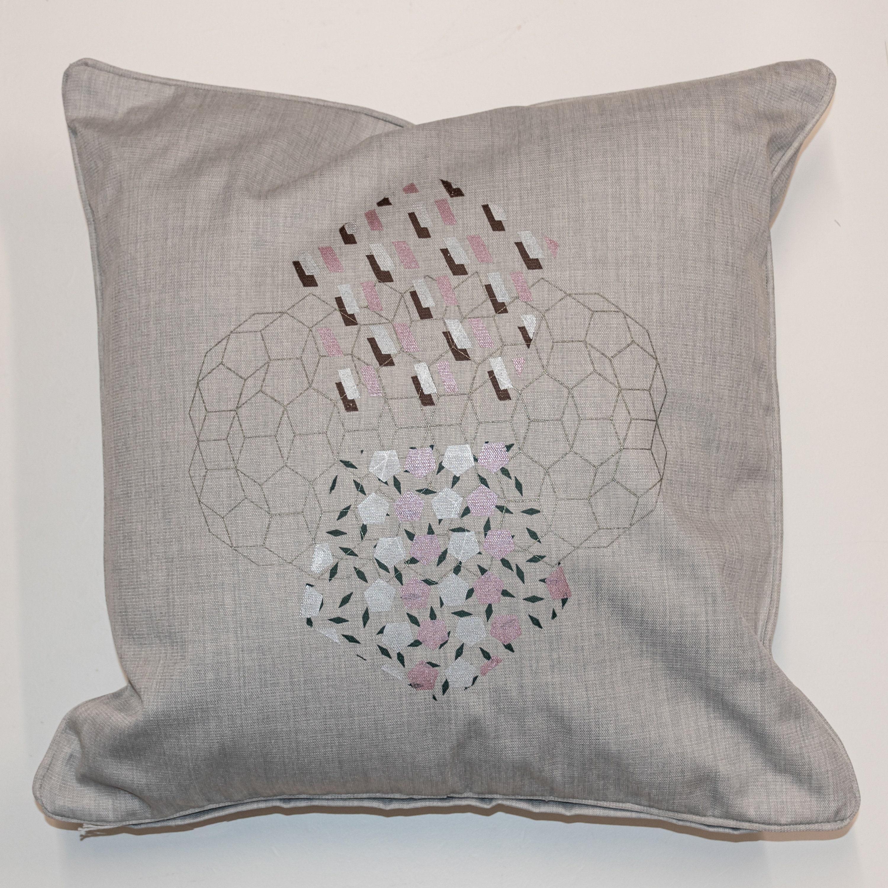 Grey screenprinted cushion cover design 2 by Studio IKO Etsy