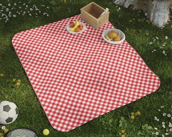 Rote Gingham Picknickdecke l Vintage Themed Picknickdecke l Regenbogen Wasserdichte Picknickdecke