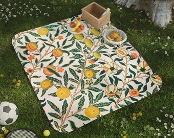 William Morris Citrus Pattern l Beach and Picnic Blanket l Vintage Themed Picnic Blanket l Waterproof Picnic Blanket