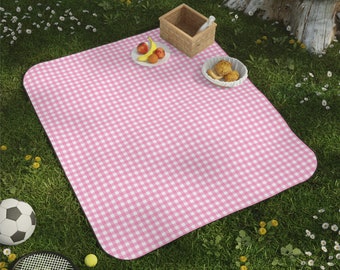 Manta de picnic de cuadros vichy rosas l Manta de picnic de temática vintage l Manta de picnic impermeable l Cumpleaños de Barbie