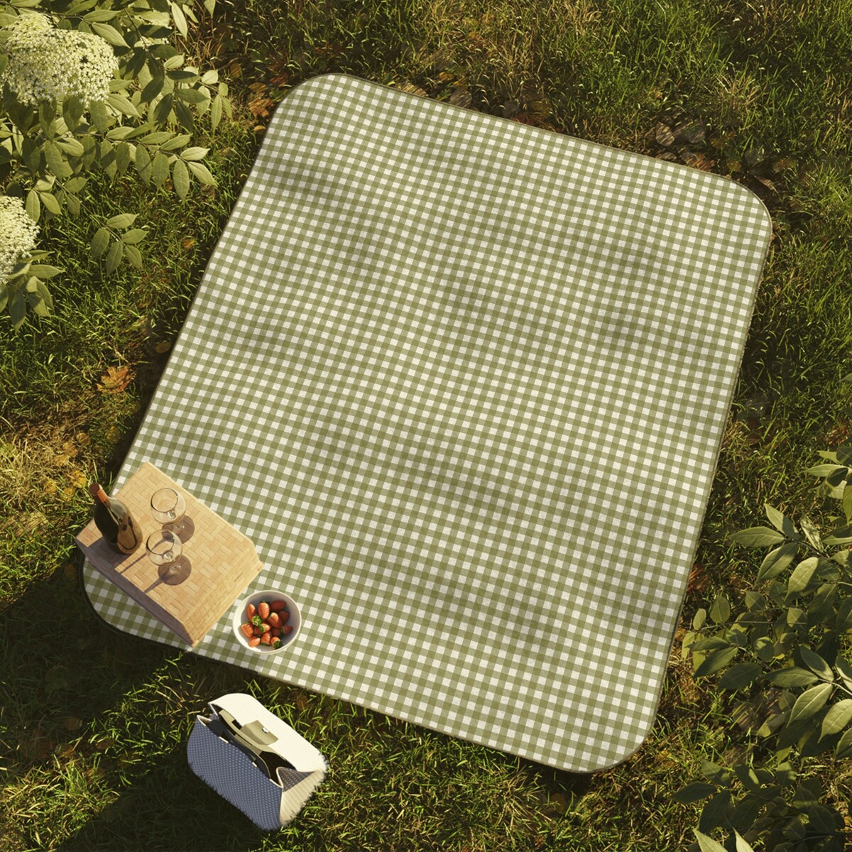Sage Green Gingham Picnic Blanket L Vintage Themed Picnic Blanket L Rainbow Waterproof Picnic Blanket - Etsy