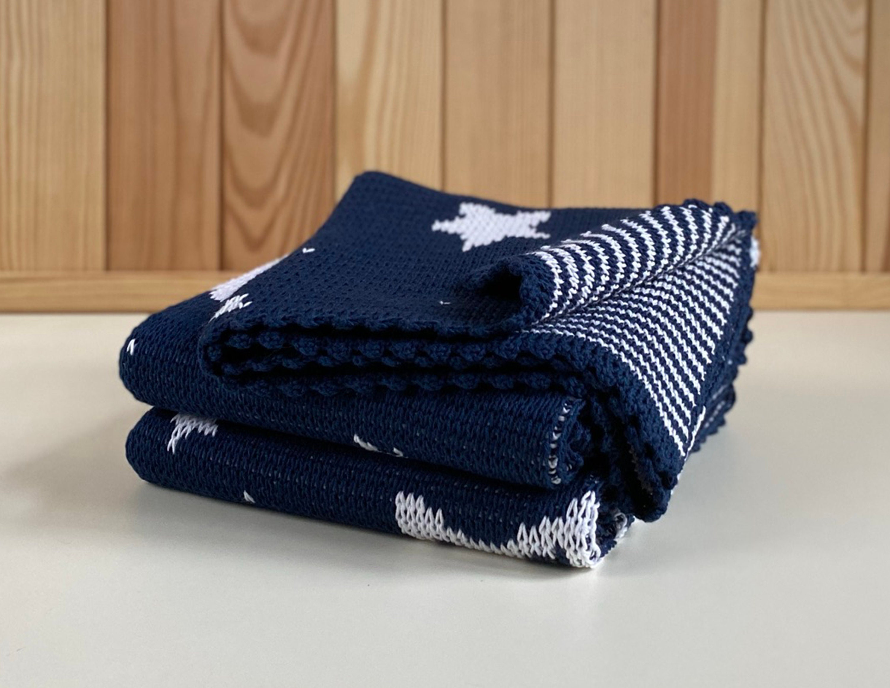 Navy blue baby blanket Personalized knit baby blanket Galaxy Etsy