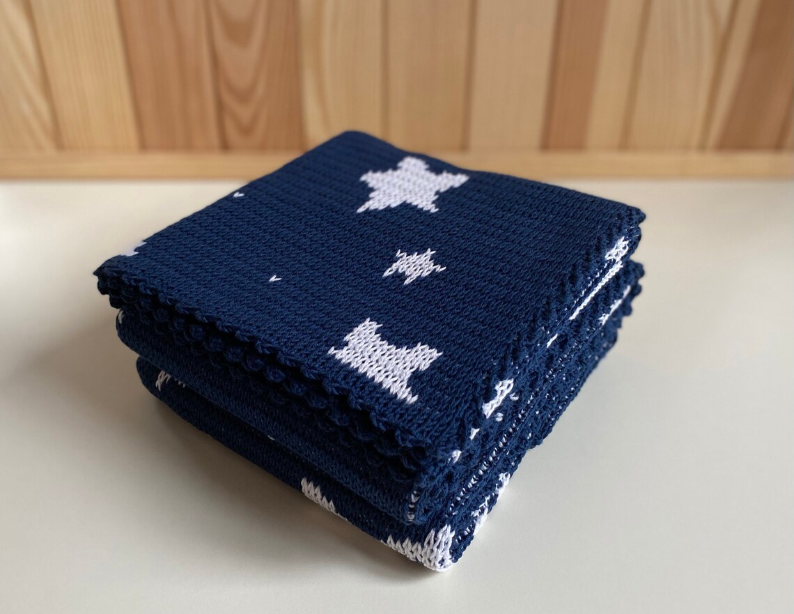 Navy blue baby blanket Personalized knit baby blanket Galaxy Etsy
