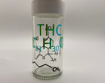 THC Molecule "Herb" Glass Jar -- 4oz Capacity