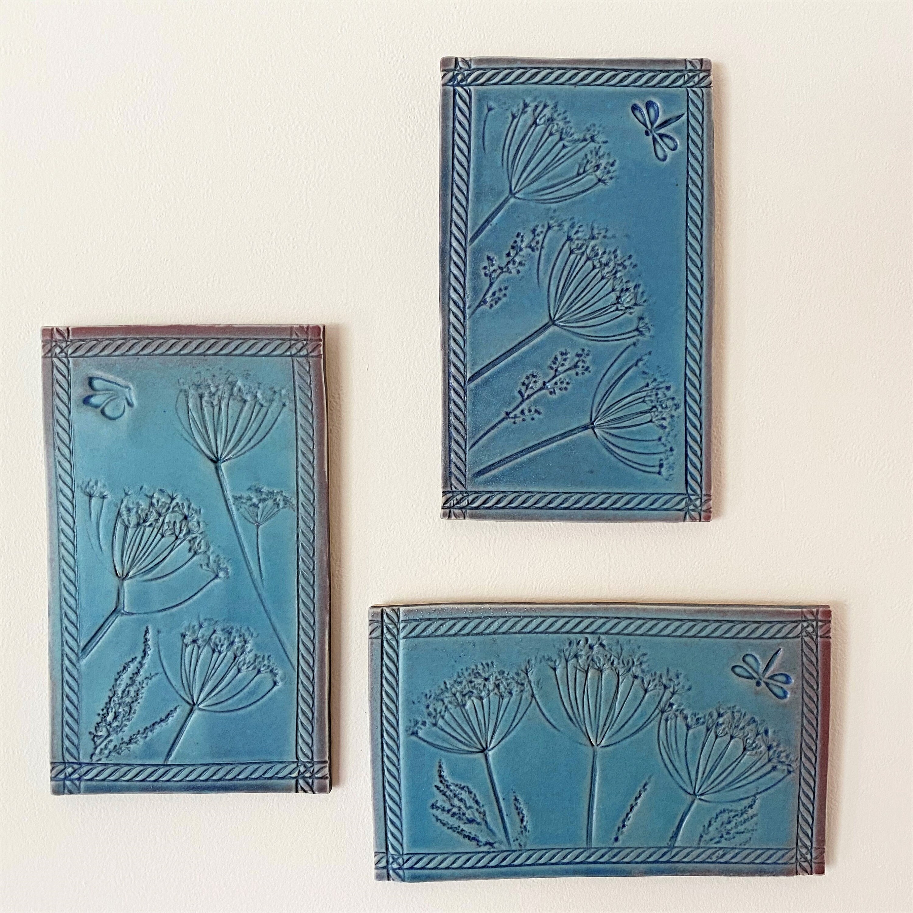 Botanical Ceramic Tile Wall Hanging Etsy