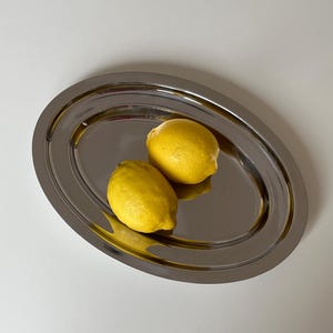 Vassoio ovale vintage in acciaio inossidabile: vassoio in metallo minimalista