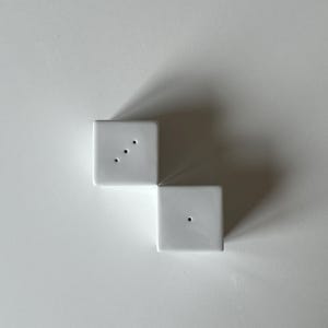 Vintage White Ceramic Salt and Pepper Shakers: Minimalist Mid-Century Kitchen Decor