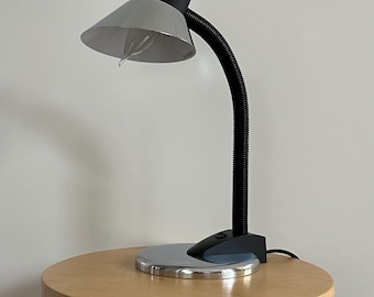 Vintage 1980s HEMA Silver and Black Desk Lamp | Dutch Minimalist Design
