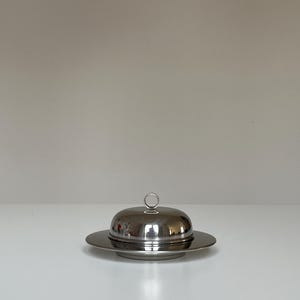 Vintage 1960s Stainless Steel Butter Dish: Mid-Century Tableware