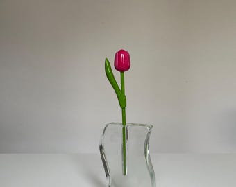 Vintage 1970s Wiesenthal Hütte Glass Bud Vase | Mid-Century Modern Sculptural Design