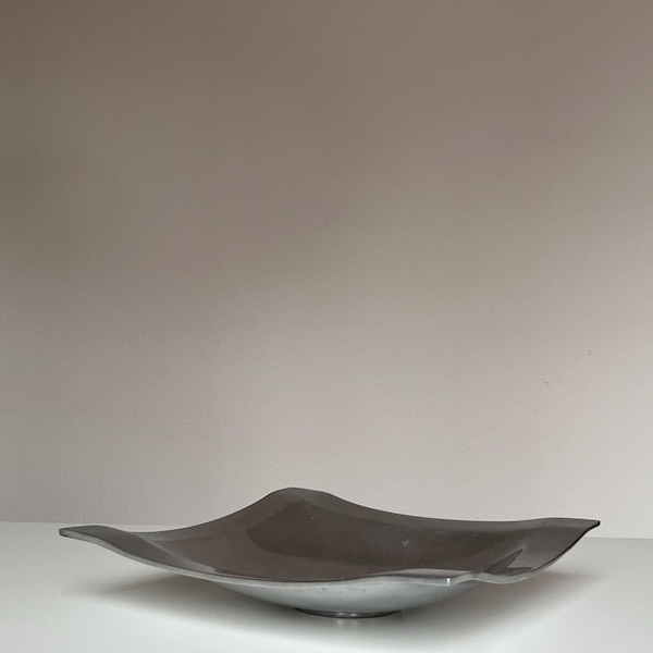Vintage 1970s Aluminum Square Bowl | Mid-Century Modern Industrial Decor