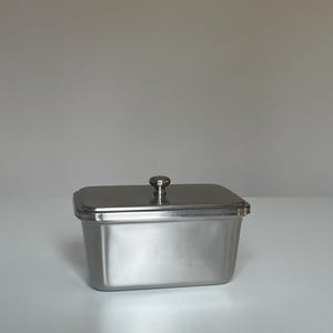 Vintage Stainless Steel Butter Dish with Lid: Mid-Century Modern Kitchen Decor