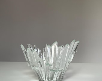 Vintage Tauno Wirkkala "Revontulet" Art Glass Bowl / Humppila Finlandia década de 1970 / Diseño escandinavo de mediados de siglo