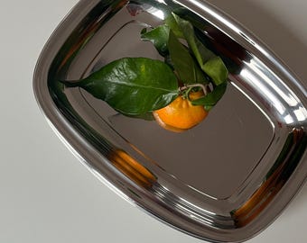 Bandeja/cuenco vintage Alessi de acero inoxidable - Diseño moderno italiano de mediados de siglo