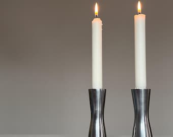 Candelabros vintage de aluminio de IKEA, diseño de Erika Pekkari (juego de 2), diseño moderno escandinavo de los años 90.