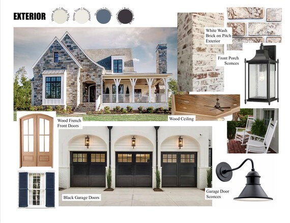 Custom House Exterior E-Design Mood Board | Etsy