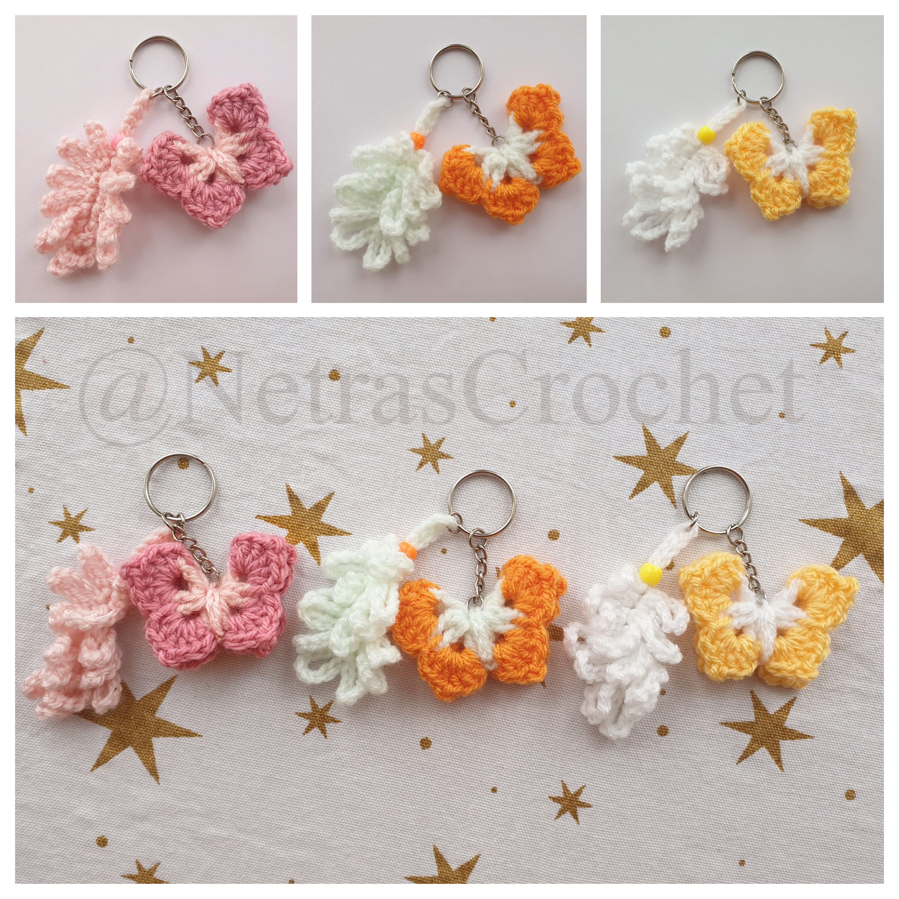 Crochet Butterfly Keychains Handmade Keychain Accessories Etsy