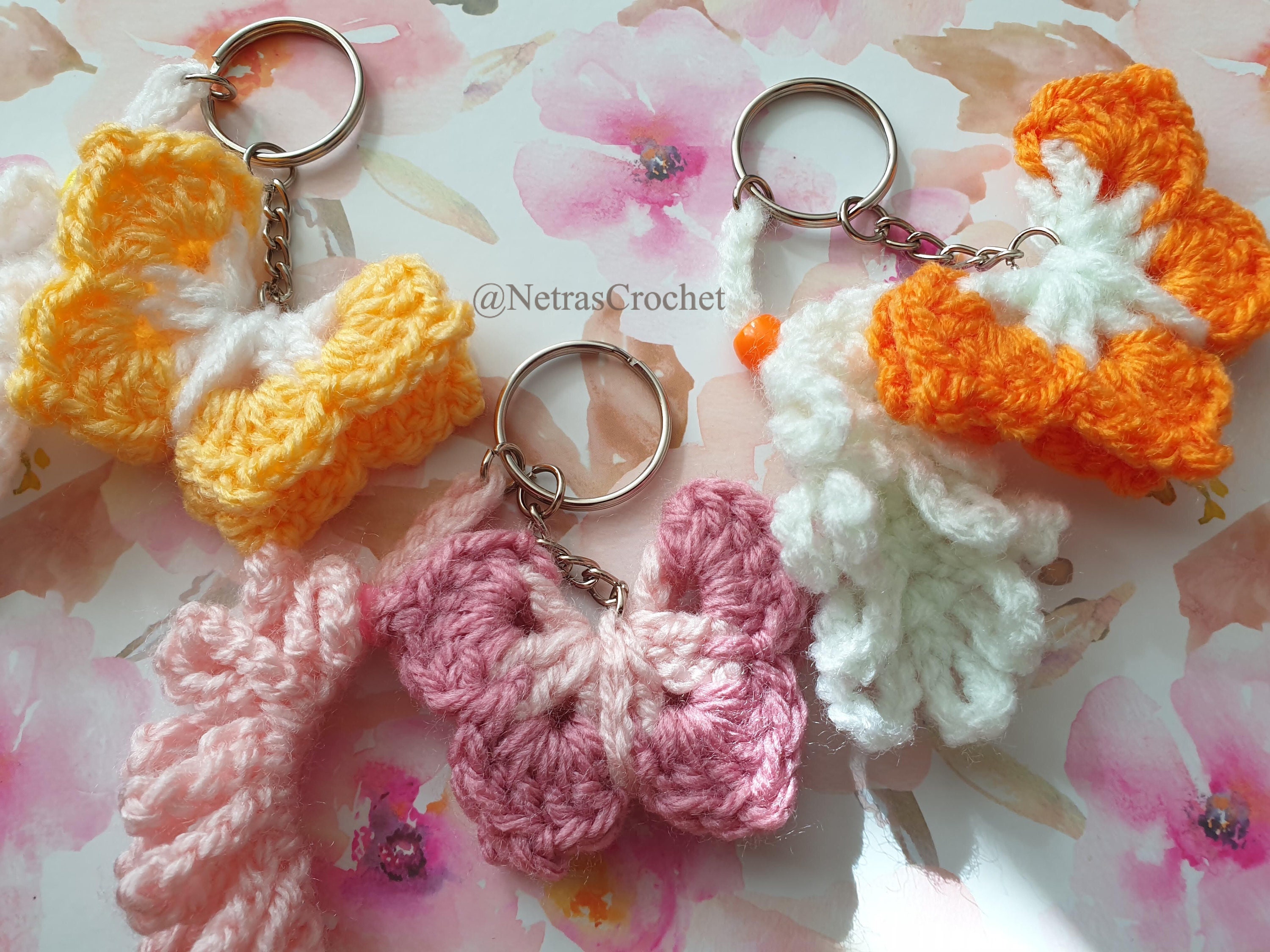 Crochet Butterfly Keychains Handmade Keychain Accessories Etsy