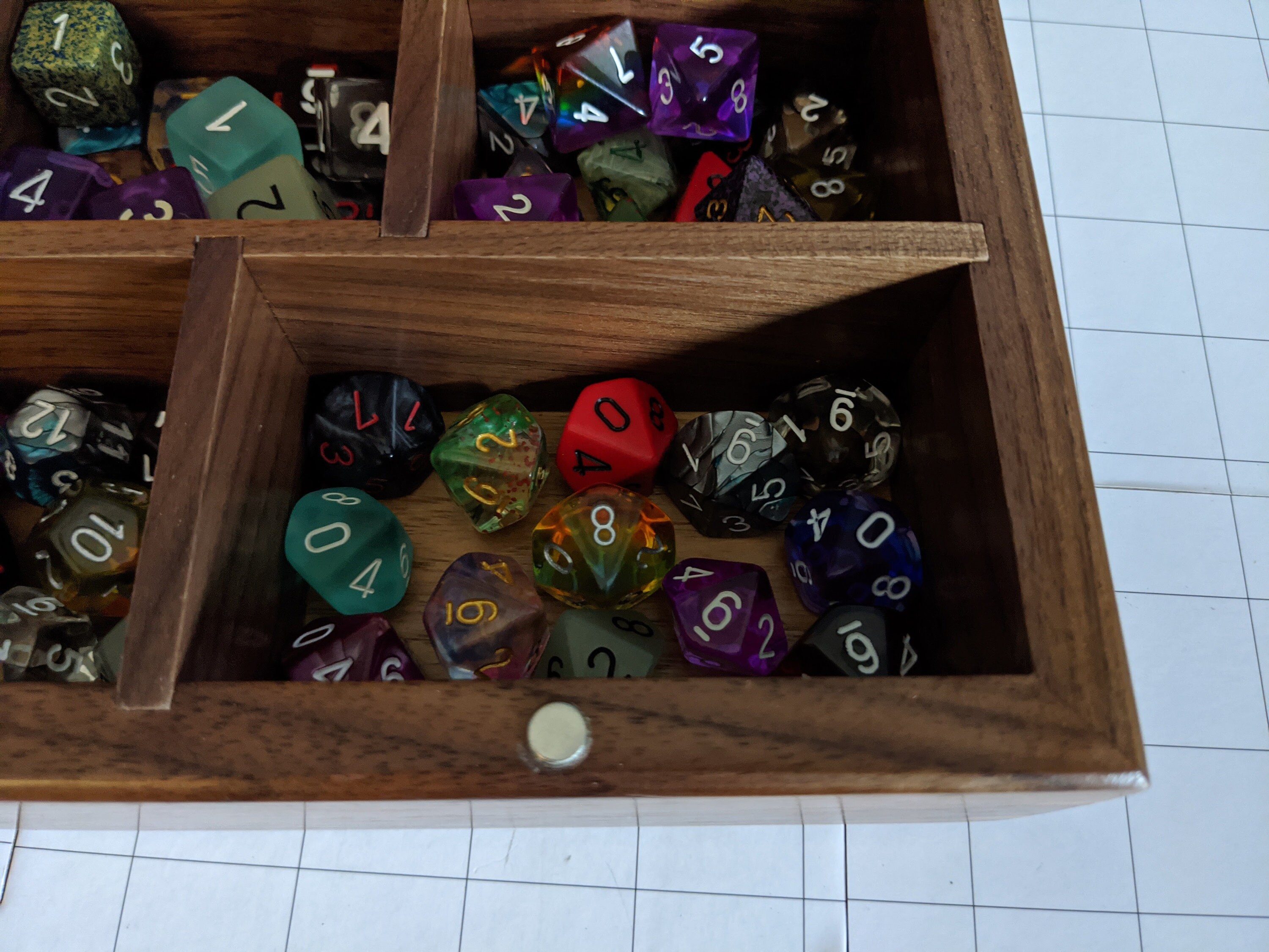 Walnut Wood Dice Storage Box with 7 sections Dice Organizer Etsy