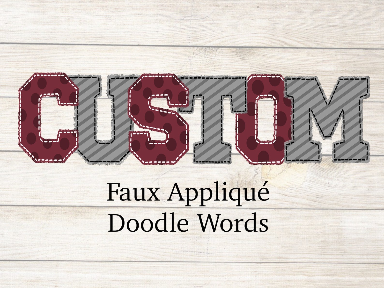 Custom Order Request Faux Applique Doodle Words Sublimation Etsy