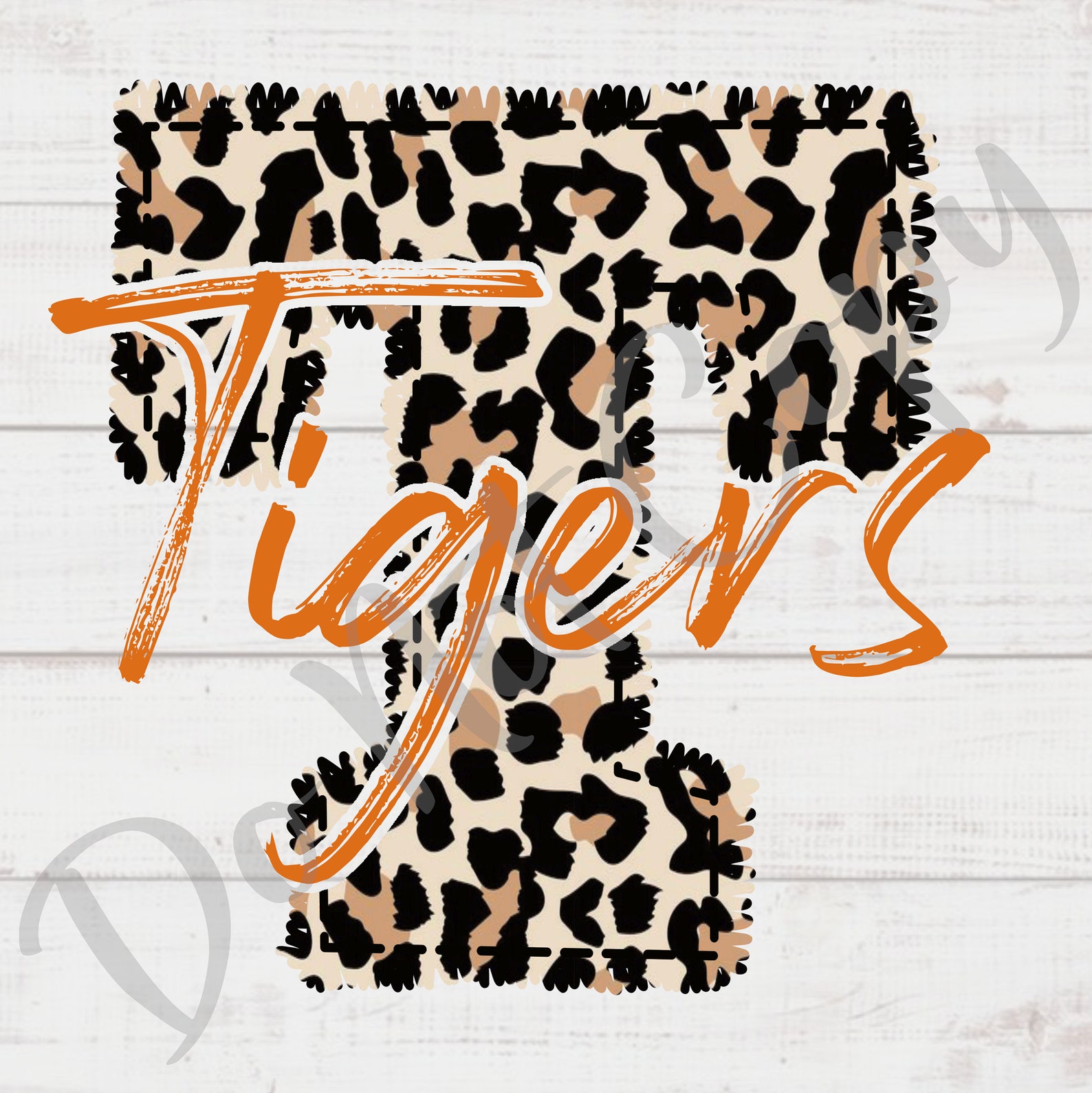 TIGERS ORANGE Faux Appliqué Leopard Print Letter Digital Download PNG ...