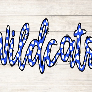 Wildcats Royal Blue White Polka Dot Script Doodle | Sublimation | Digital Download | PNG