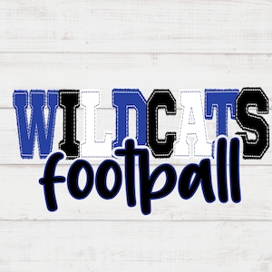 Faux Applique Royal Blue, Black and White WILDCATS Football | Digital Download | PNG