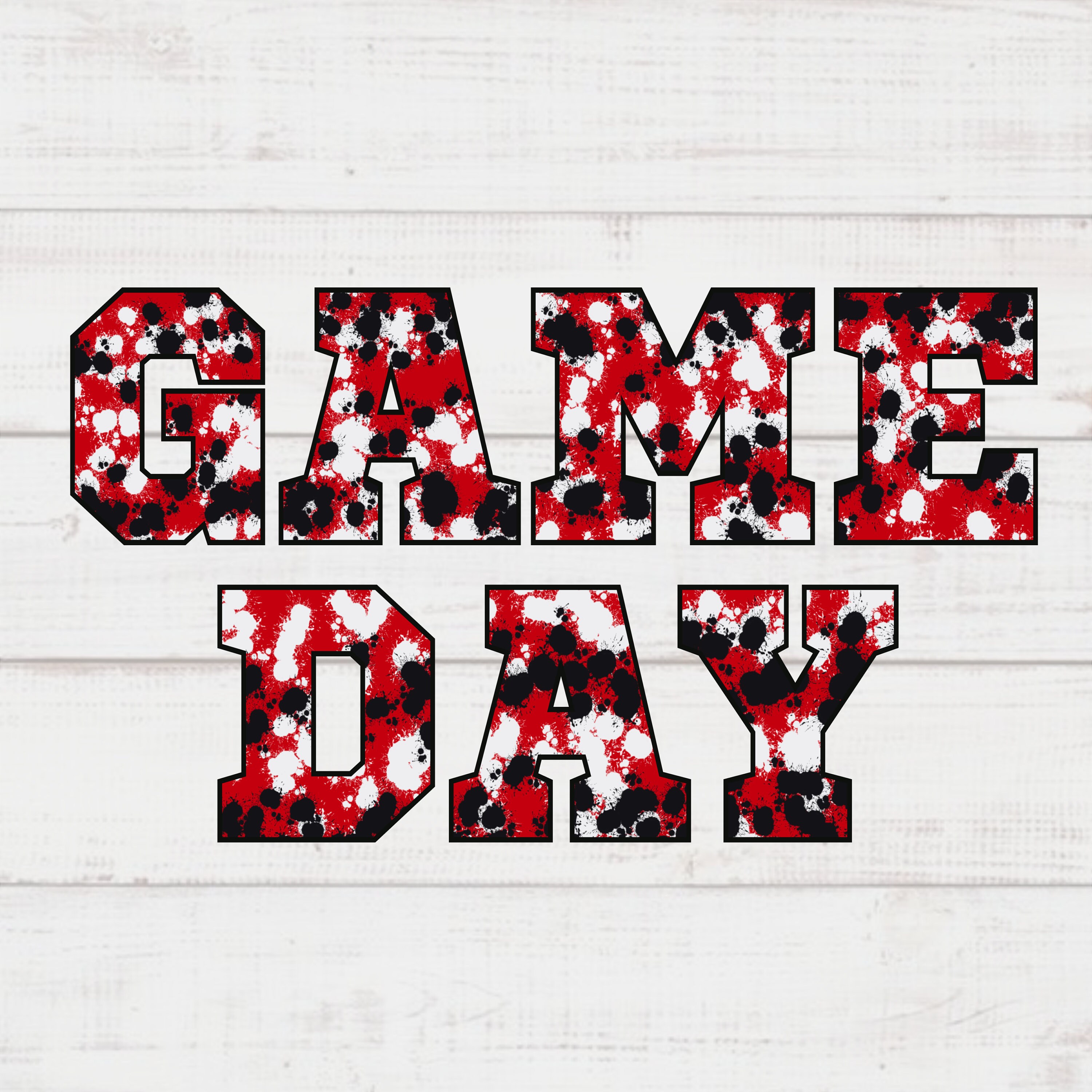 Red White and Black Paint Splatter GAME DAY Digital Etsy