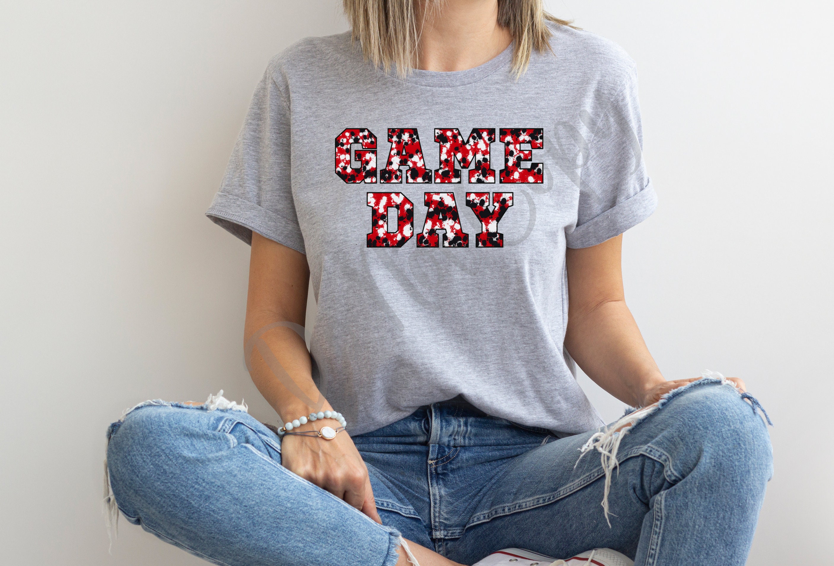 Red White and Black Paint Splatter GAME DAY Digital Etsy
