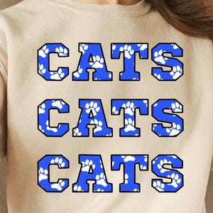 Cats Cats Cats Royal Blue White Paw Print Sublimation Digital Download PNG