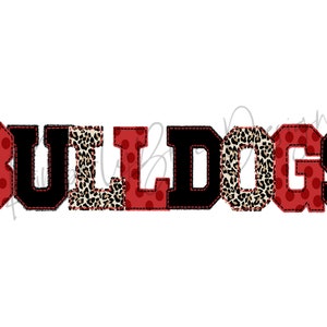 Faux Applique Leopard Print Red and Black Bulldogs | Sublimation | Digital Download | PNG