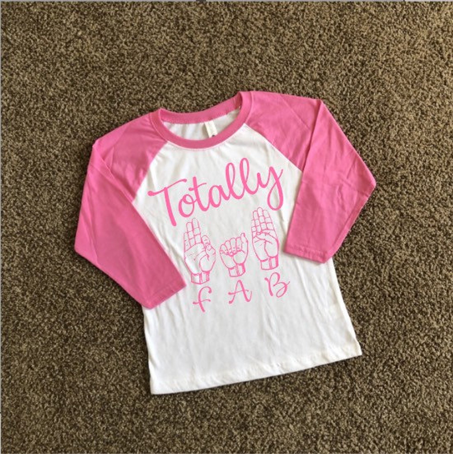 Totally FAB Pink and White Raglan Baseball Shirt - Etsy UK