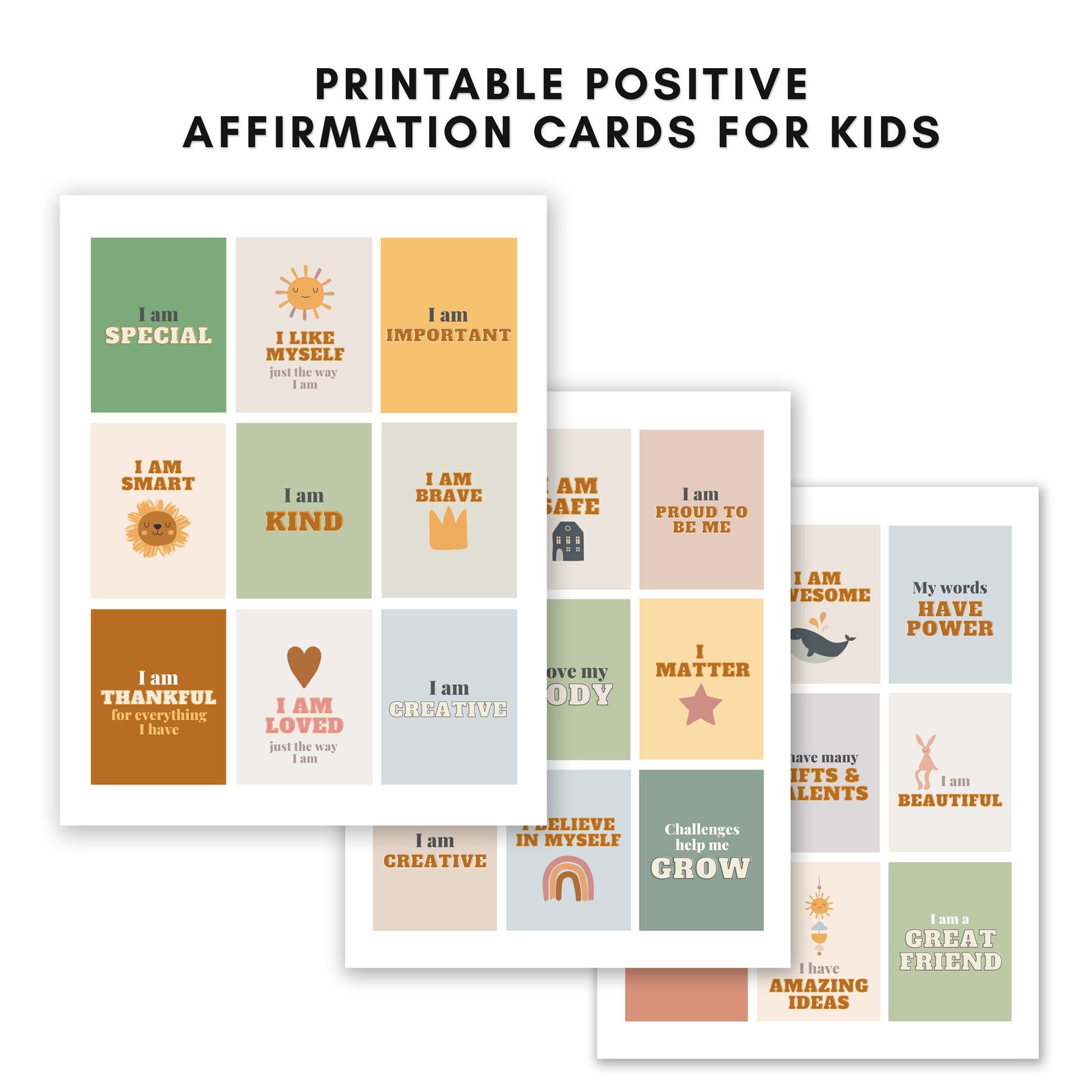 Toddler Affirmation Cards Printable Affirmation Wall Art for Kids ...
