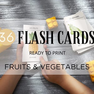 Learning Cards - Fruits and Vegetables - Printable Educational Cards, Instant Download, child learning