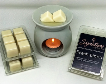 Luxury Fresh Linen Clamshell Wax Melt Bar, Fresh Linen Wax Tarts, Fresh Linen Scented Wax Melts, Vegan Soy Wax Melt, Hand Poured