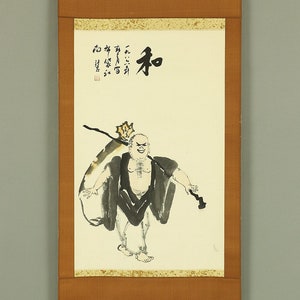 Chinesische Kunst kakejiku kakemono Schriftrolle / Hotei (Budai) A457