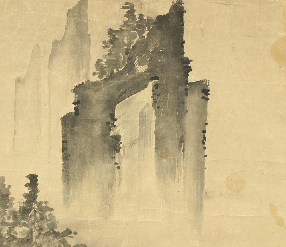 曾我蕭白 曽我蕭白 (1730-1781) 作 日本のアンティーク掛軸 / 破墨山水