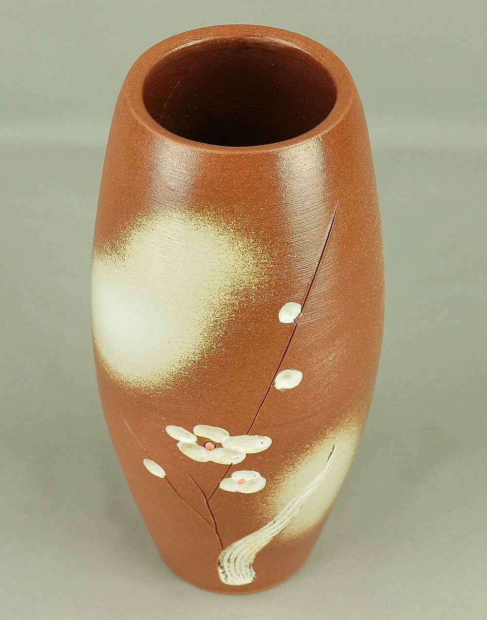 Shigaraki Ware 三彩 Sansai 'white Plum' Flower Vase With Original