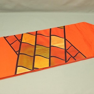 Japanese kimono obi belt Nagoya obi with Orange colour based Geometrical Patterns VA501
