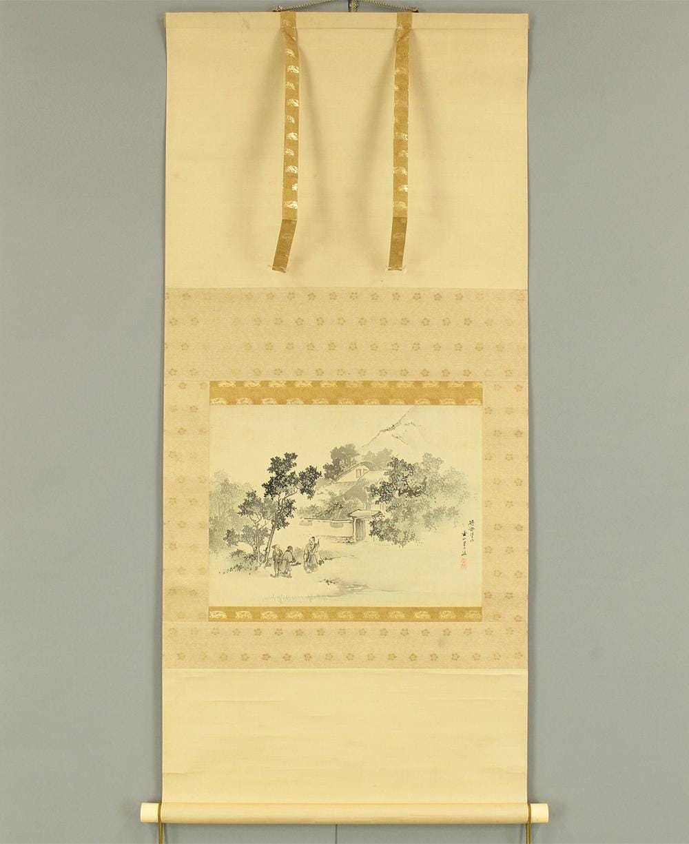山水図 岸連山 掛け軸 箱あり 岸連山の取扱い作品｜古美術・掛け軸の販売・買取・鑑定-松本松栄堂 アンティーク 絵画