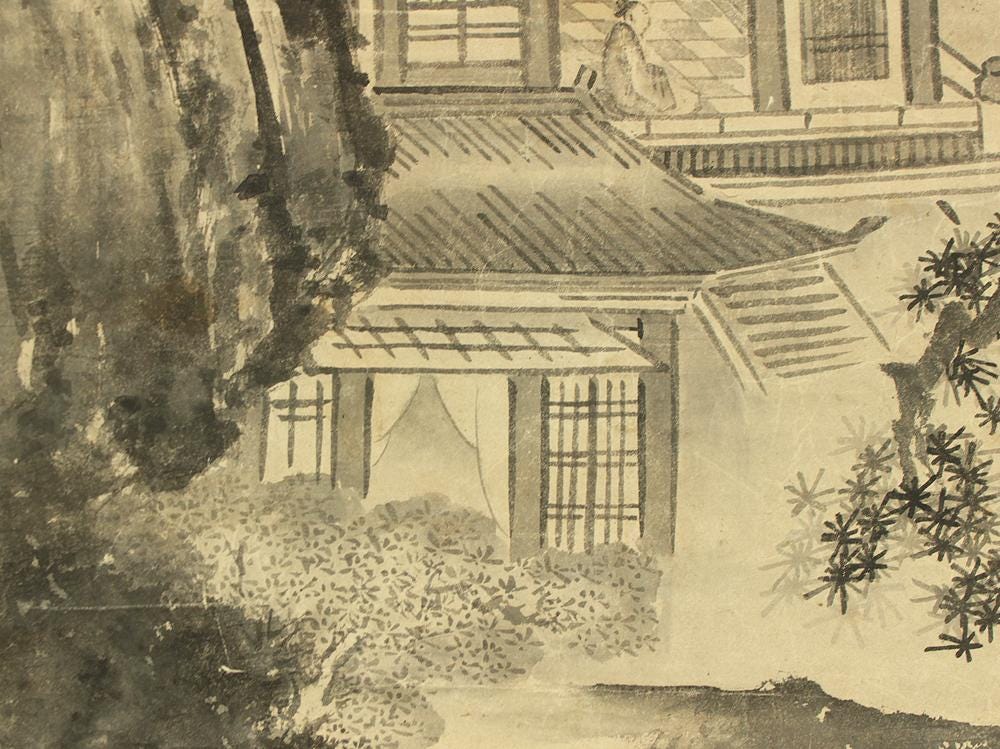 曾我蕭白 曽我蕭白 (1730-1781) 作 日本のアンティーク掛軸 / 破墨山水