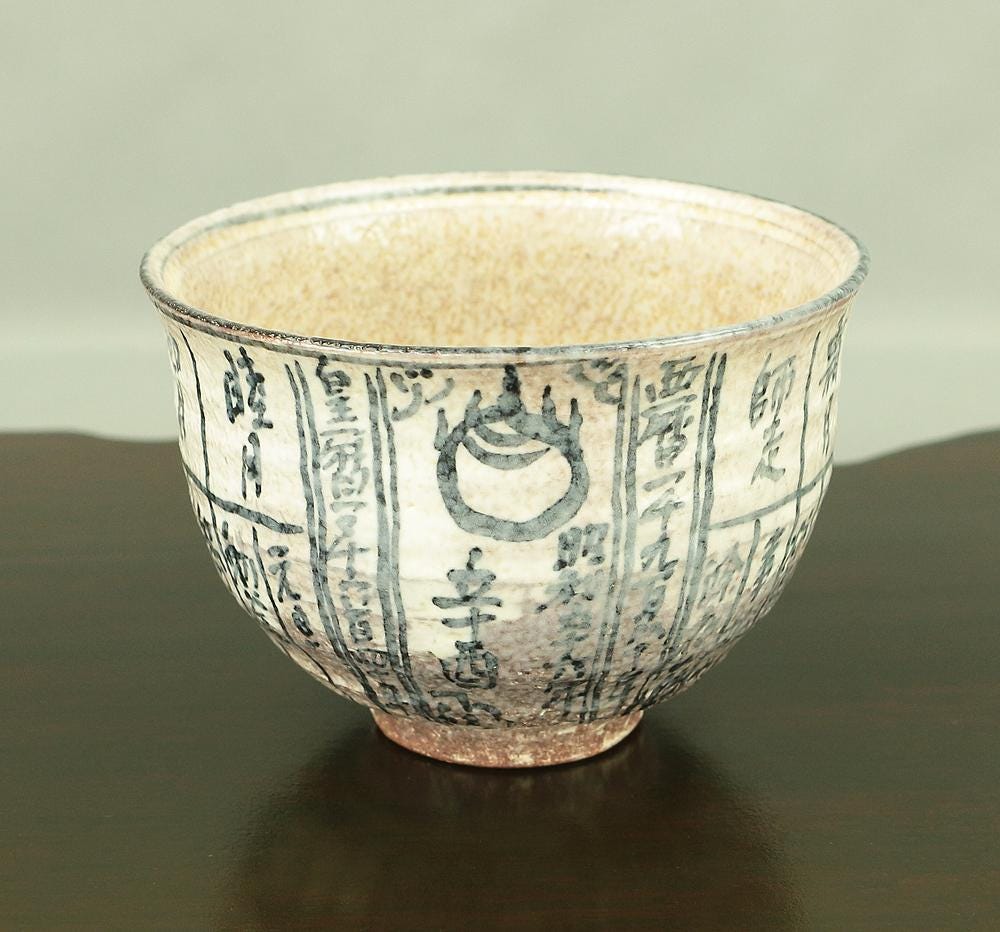 浅見与し三 Asami Yoshizo (b1961) Kyo Ware '暦手茶碗 Calendar Tea