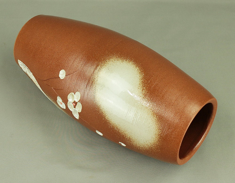 Shigaraki Ware 三彩 Sansai 'white Plum' Flower Vase With Original