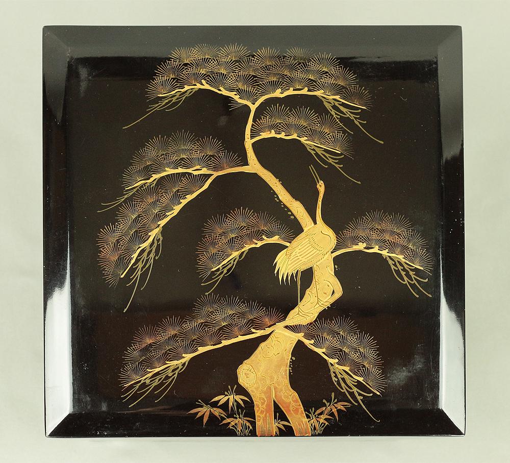 金漆蒔絵五段重箱「松鶴」台座付き VA589 - Etsy 日本