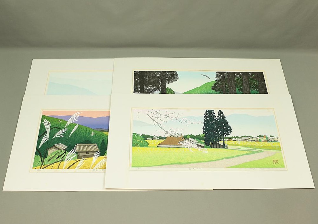 佐野せいじ 里山の四季 セット 9 /５００ 佐野せいじ 佐野せいじ (1959年生) 原画 4cps 「里山の四季」 69/500