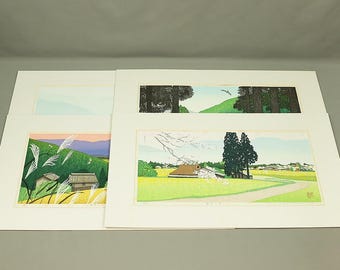 佐野せいじ 里山の四季 セット 9 /５００ 佐野せいじ 佐野せいじ (1959年生) 原画 4cps 「里山の四季」 69/500