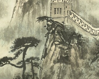 Chinese Kakejiku Kakemono Wall Hanging Scroll / Great Wall