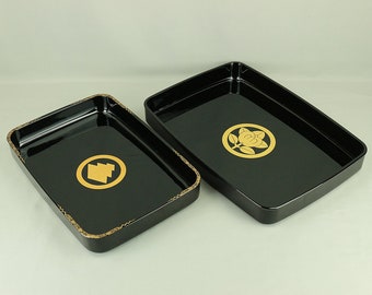 Echizen Lacquerware Square Tray (Obon) Large Small 2pcs VA387